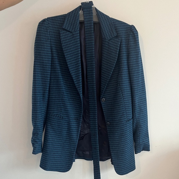 Felicity Belted Houndstooth Wool-Blend Felt Blazer Iris & Ink - Picture 5 of 7